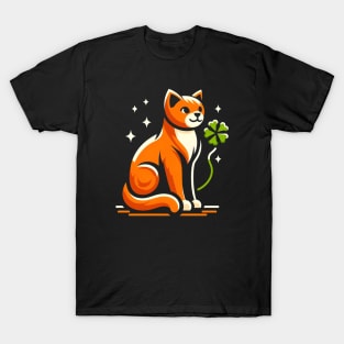 Cat Holding Shamrock for St Patricks Day T-Shirt